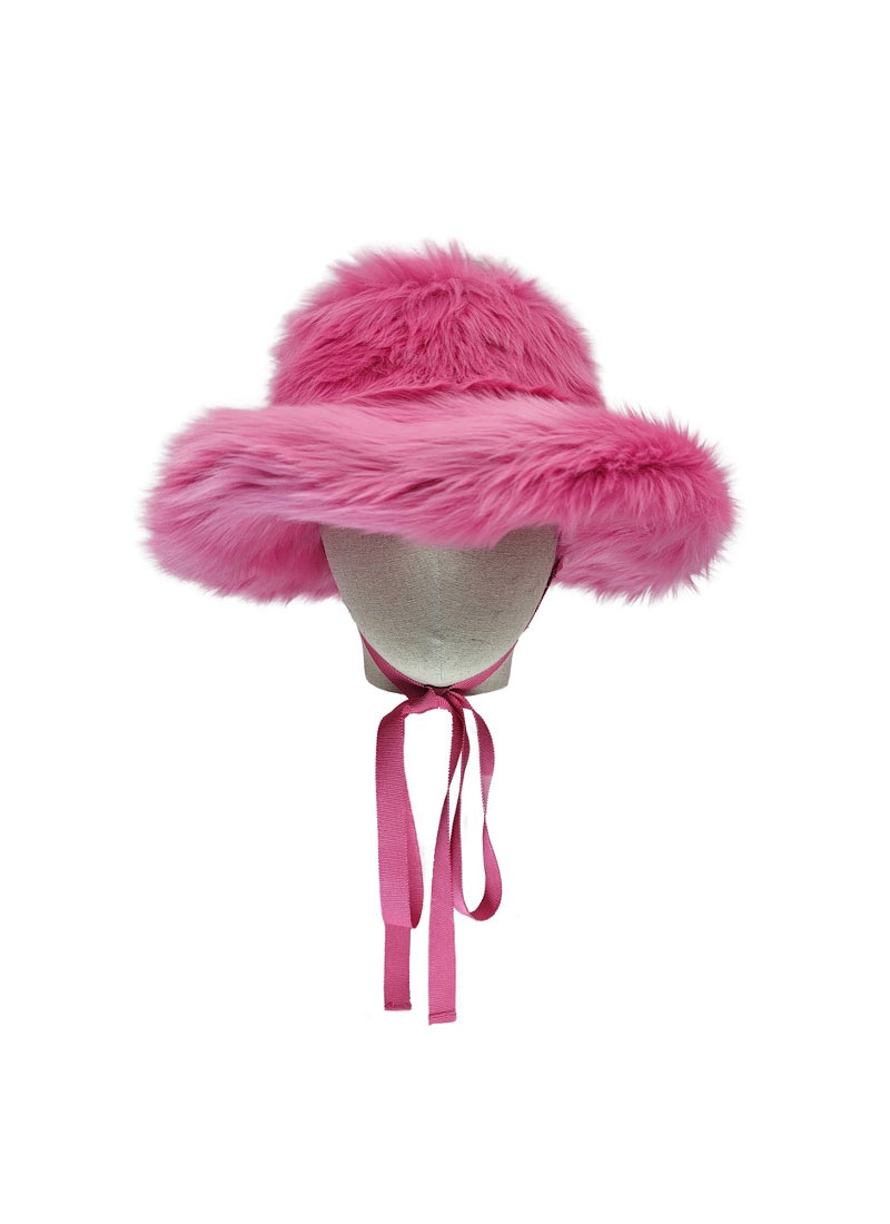 Pink Eco Fur Bucket Hat